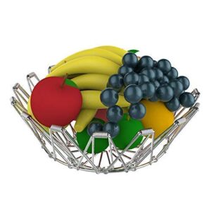 Storage Basket Multivariate Fruit Basket Bowl Countertop Deformable Stainless Steel Fruit Storage Basket Wire Bowl Multipurpose for kitchen Living room bathroom room Dining Room Bedroom or Coffee Shop