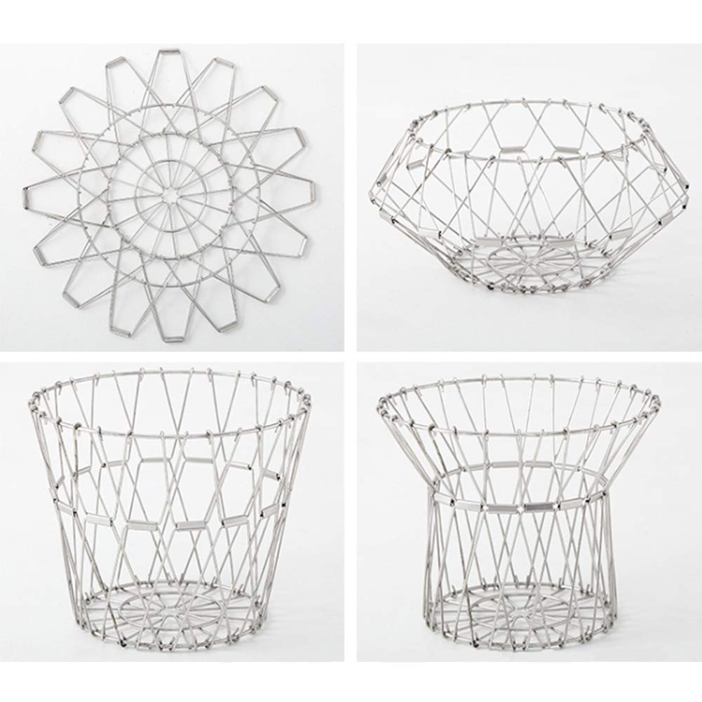 Storage Basket Multivariate Fruit Basket Bowl Countertop Deformable Stainless Steel Fruit Storage Basket Wire Bowl Multipurpose for kitchen Living room bathroom room Dining Room Bedroom or Coffee Shop