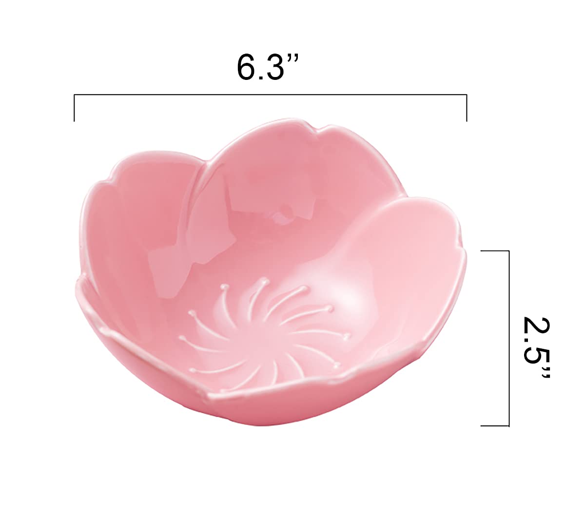 Jusalpha 4 Packs- Large 16.5 OZ Cherry Blossom Series Porcelain Serving Bowls, Cereal Bowls, Soup Bowls, Salad Bowl, Cereal, Pasta, Desserts and Daily Use - Bowl 005 (Pink)