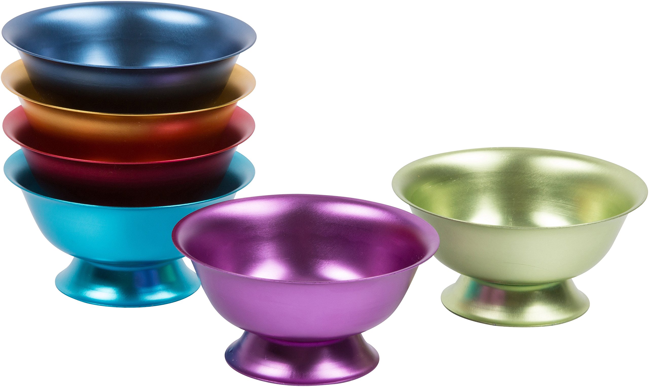 5 oz. Retro Aluminum Bowls Set of 6 by Trademark Innovations (Assorted Colors)