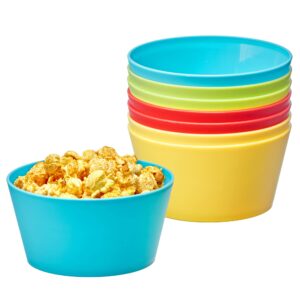 amazing abby - holy poly - 22-ounce plastic bowls (set of 8), unbreakable dinnerware for fruit and cereal, reusable, stackable, bpa-free, heat-resistant, microwave-safe, dishwasher-safe, mixed-color