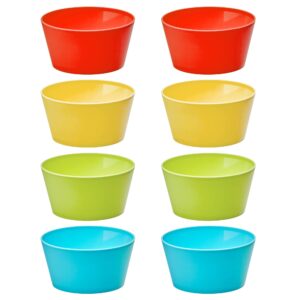 Amazing Abby - Holy Poly - 22-Ounce Plastic Bowls (Set of 8), Unbreakable Dinnerware for Fruit and Cereal, Reusable, Stackable, BPA-Free, Heat-Resistant, Microwave-Safe, Dishwasher-Safe, Mixed-Color