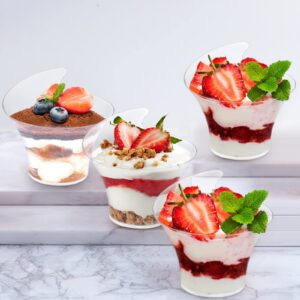 Nicunom 100 Pack Mini Dessert Cups with Spoons, 3.5 Oz Plastic Dessert Cups Clear Parfait Appetizer Cup, Small Serving Bowl for Ice Cream Mousse Tasting Party Sample Appetizers