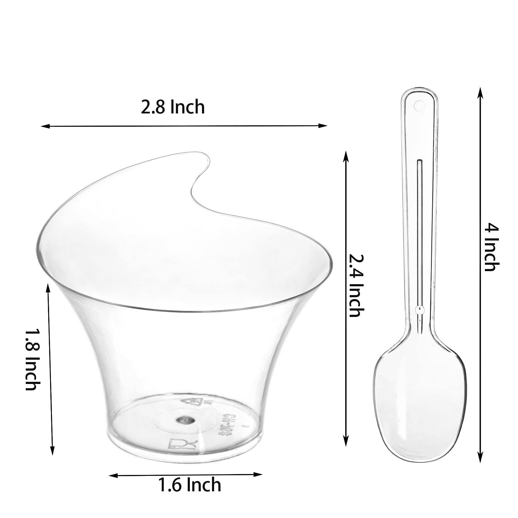 Nicunom 100 Pack Mini Dessert Cups with Spoons, 3.5 Oz Plastic Dessert Cups Clear Parfait Appetizer Cup, Small Serving Bowl for Ice Cream Mousse Tasting Party Sample Appetizers