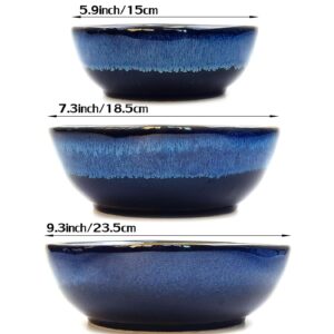 EWEIGEER Creative Kiln Variant Ceramic Salad Pasta Serving Bowl Cereal Snack Dessert Porcelain Bowls Set of 3.Small Medium and Large