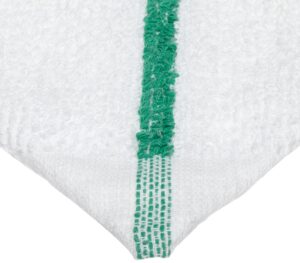 chef revival 700brt cotton green striped bar towel, 19 by 16-inch, white, pack of 12
