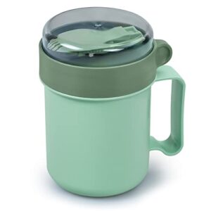 chiir microwave soup mugs with lids, microwave safe mug for ramen noodles, soup, beverages, 17.63 ounces, green