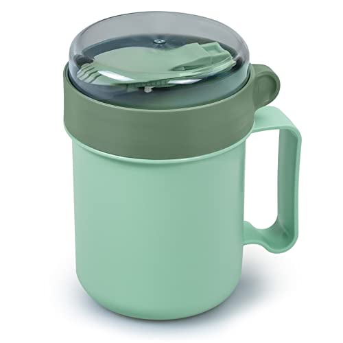 Chiir Microwave Soup Mugs with Lids, Microwave Safe Mug for Ramen Noodles, Soup, Beverages, 17.63 Ounces, Green