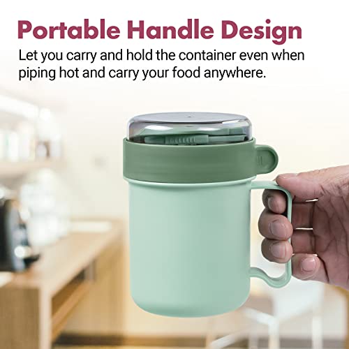 Chiir Microwave Soup Mugs with Lids, Microwave Safe Mug for Ramen Noodles, Soup, Beverages, 17.63 Ounces, Green