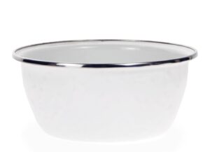 golden rabbit enamelware - white on white texture pattern - 3 cup salad bowl