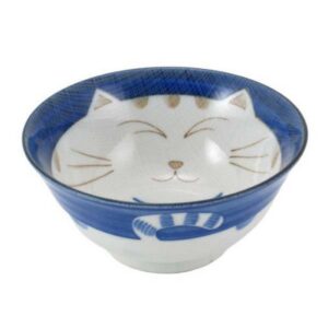 JapanBargain, Japanese Porcelain Bowl Rice Bowl Soup Bowl Made in Japan, Maneki Neko Smiling Cat Pattern (2, 6 inch)