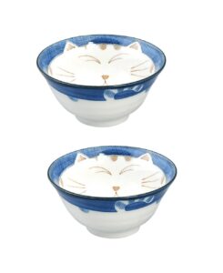 japanbargain, japanese porcelain bowl rice bowl soup bowl made in japan, maneki neko smiling cat pattern (2, 6 inch)