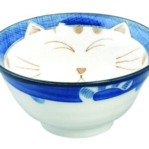 JapanBargain, Japanese Porcelain Bowl Rice Bowl Soup Bowl Made in Japan, Maneki Neko Smiling Cat Pattern (2, 6 inch)