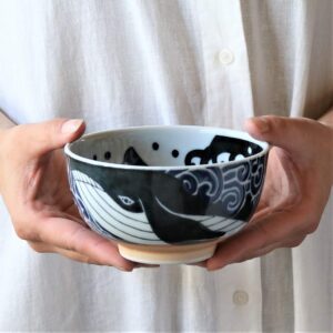 Minoru Pottery Mino Ware Shiranami Whale 130 Bowl