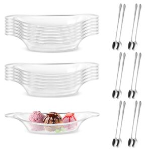 dlugopis 24 pcs acrylic banana split bowls set banana boat dishes banana split dish12 pcs reusable banana boat plate 12 pcs teaspoon 8 oz banana split dish clear serving plates for ice cream dessert