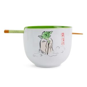 star wars yoda "may the force be with you" ceramic ramen bowl and chopstick set