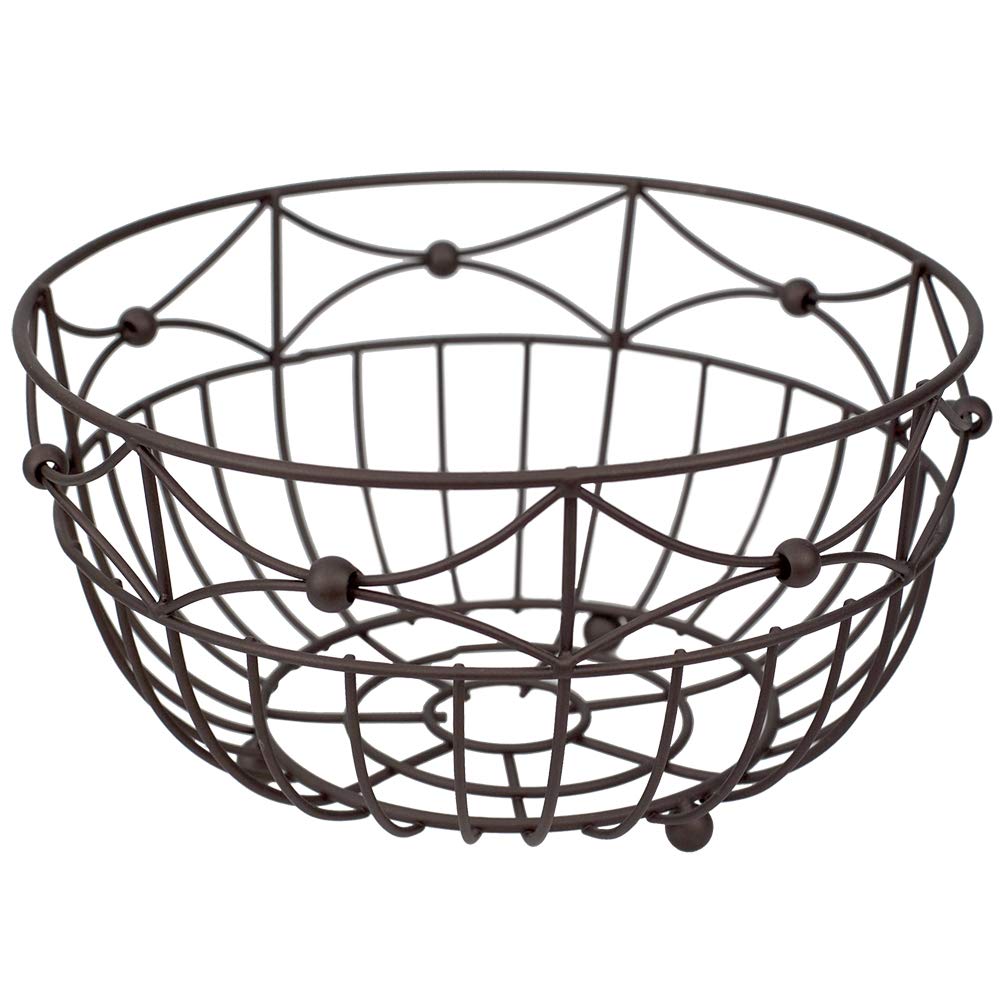 Home Basics Arbor Collection Round Steel, Fruit Basket, Vegetables, Bread Bowl, Dining Room, Kitchen, Bronze