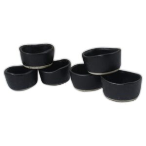 roro handmade ceramic pinch bowls in matte black (set of 6) - 2 inch | versatile stoneware for spices, condiments & appetizers