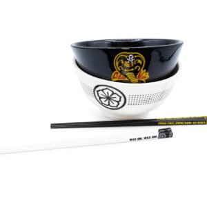 Surreal Entertainment The Karate Kid Cobra Kai and Miyagi-Do 18-Ounce Ramen Bowl Set with Chopsticks