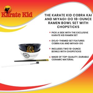 Surreal Entertainment The Karate Kid Cobra Kai and Miyagi-Do 18-Ounce Ramen Bowl Set with Chopsticks