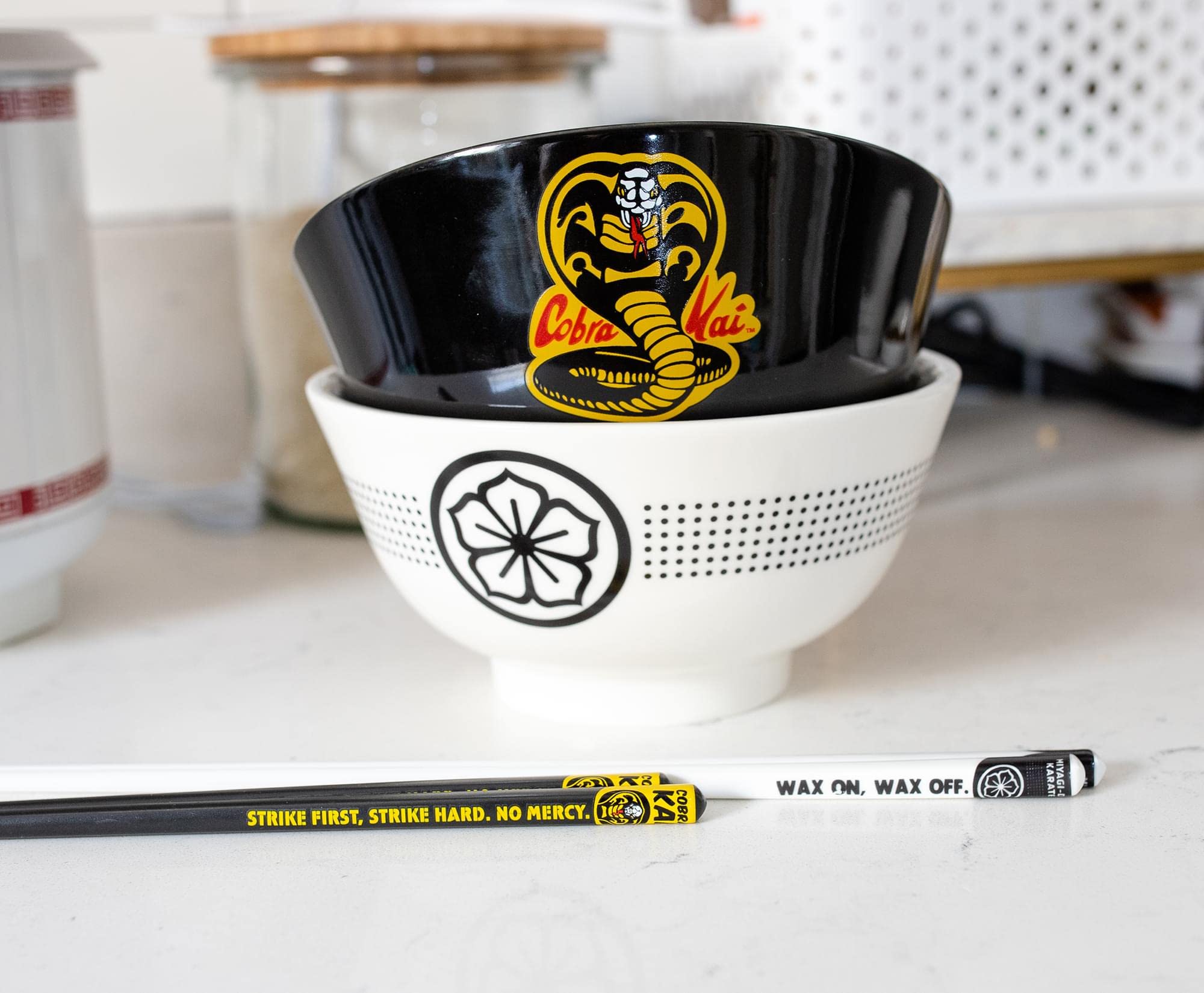 Surreal Entertainment The Karate Kid Cobra Kai and Miyagi-Do 18-Ounce Ramen Bowl Set with Chopsticks