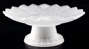 qinlang 7 inch white glass buddhist fruit plate, offering plate for altar, buddhist altar supplies