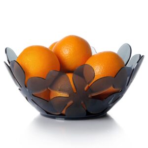 nutriups rustless fruit bowl，petal-shaped fruit basket for kitchen，sturdy plastic decorative bowls for home decor, kitchen countertop, blue