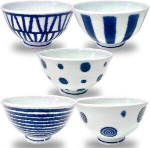 rice bowl japanese rice bowls (5 bowls set) perfect for everyday use and as a gift