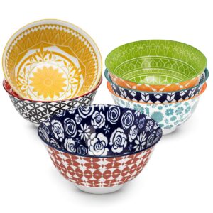 Annovero Cereal Bowls, Dessert Bowls, Pasta Bowls. Cute and Colorful Porcelain Dishes for Kitchen, Microwave and Oven Safe. Bundle