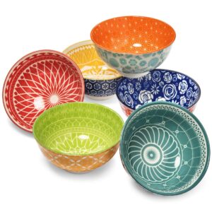 Annovero Cereal Bowls, Dessert Bowls, Pasta Bowls. Cute and Colorful Porcelain Dishes for Kitchen, Microwave and Oven Safe. Bundle