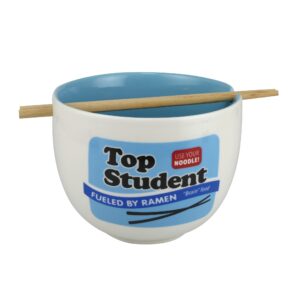 enesco our name is mud top student ramen noodle bowl and chopsticks, 4.25 inch, multicolor