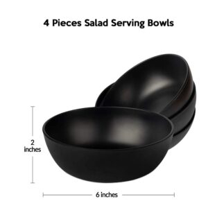 ACASSA Salad Bowl with Servers, Salad Bowl Large, 9.8", 4 Small Serving Bowls, Salad Bowl with Tongs, Salad Mixing Bowl with Lid, Bamboo Fiber, Wooden Salad Bowl Set, Lightweight, Dishwasher Safe