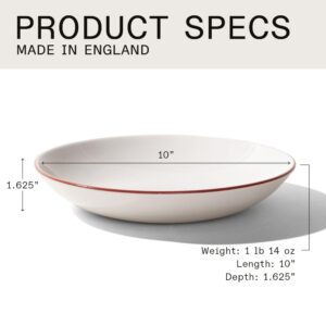 Made In Cookware - Set of 4 - Entrée Bowls - White With Red Rim - Porcelain - Crafted in England