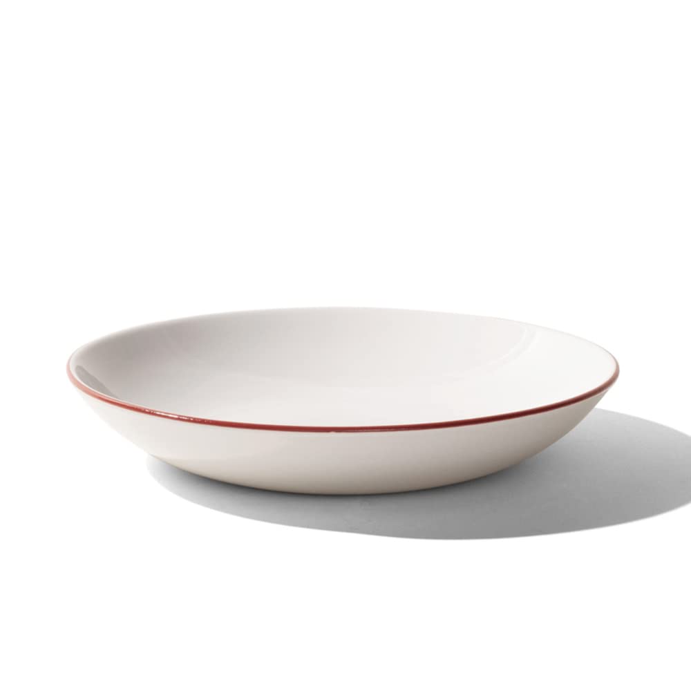 Made In Cookware - Set of 4 - Entrée Bowls - White With Red Rim - Porcelain - Crafted in England