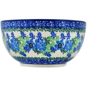 Polish Pottery 5½-inch Bowl made by Ceramika Artystyczna (Pretty In Blue Theme) + Certificate of Authenticity