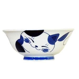 Japanese Cute Cat Design 7.48 Inches Soup Ramen Noodle or Serving Bowl Mike from Japan