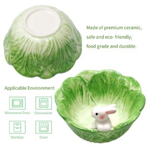 LIDSCURA Easter Ceramic Rabbit Bowl, Cabbage with Rabbit Shaped Ceramic Bowls, Rice Salad Soup Candy Ice Cream Bowls, Best Kitchen Household Cooking Gifts