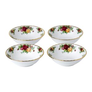 royal albert old country roses bone china bowls 4pc set, 6.2"