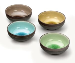 rsvp international japanese crackle glaze ceramic bowl set dishwasher safe, multi-use for rice, dipping sauce, soup, ramen, cereal, serving or soup, 3.125" diameter, 4 count