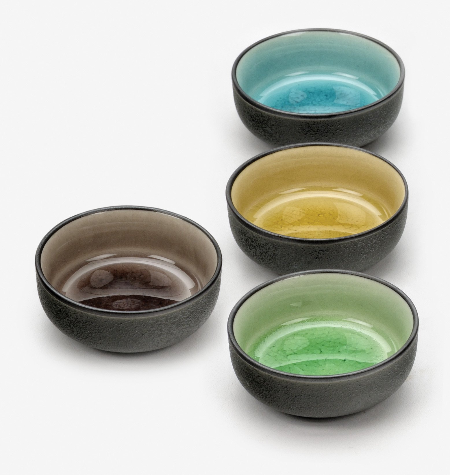 RSVP International Japanese Crackle Glaze Ceramic Bowl Set Dishwasher Safe, Multi-Use for Rice, Dipping Sauce, Soup, Ramen, Cereal, Serving or Soup, 3.125" Diameter, 4 Count