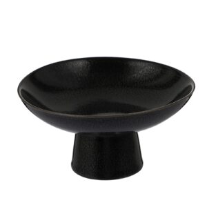 Angoily Footed Bowl Ceramic Bowl Vintage Fruit Bowl Holder Dessert Display Stand Serving Fruit Tray for Kitchen Counter Centerpiece Table Decor Black