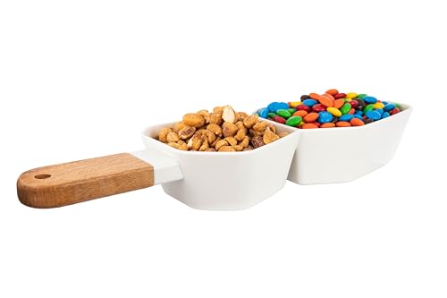 Machika Two-Compartment Snack Dish Pistachio Bowl | Divided Serving Tray | Chip Dip Bowl| Ideal to Serve Candies, Nachos, Popcorn and More | 14.33 x 4.29 x 2.13 in |