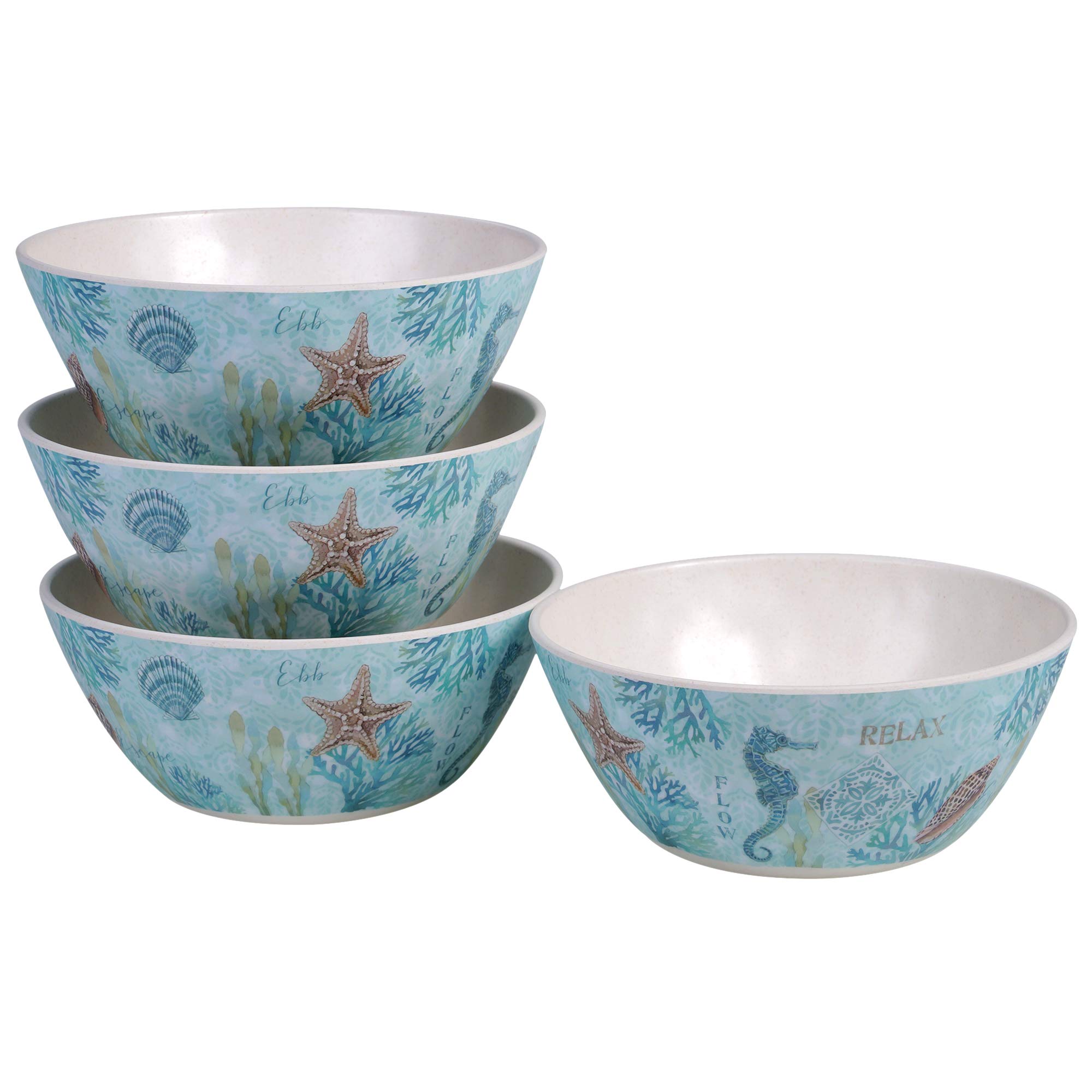 Certified International Beachcomber 6.5" Melamine 28 oz. All Purpose Bowls, Set of 4, Multi Colored