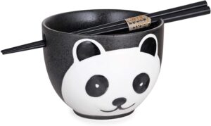 happy sales, japanese ramen udon noodle soup cereal bowl with chopsticks (blackpanda)