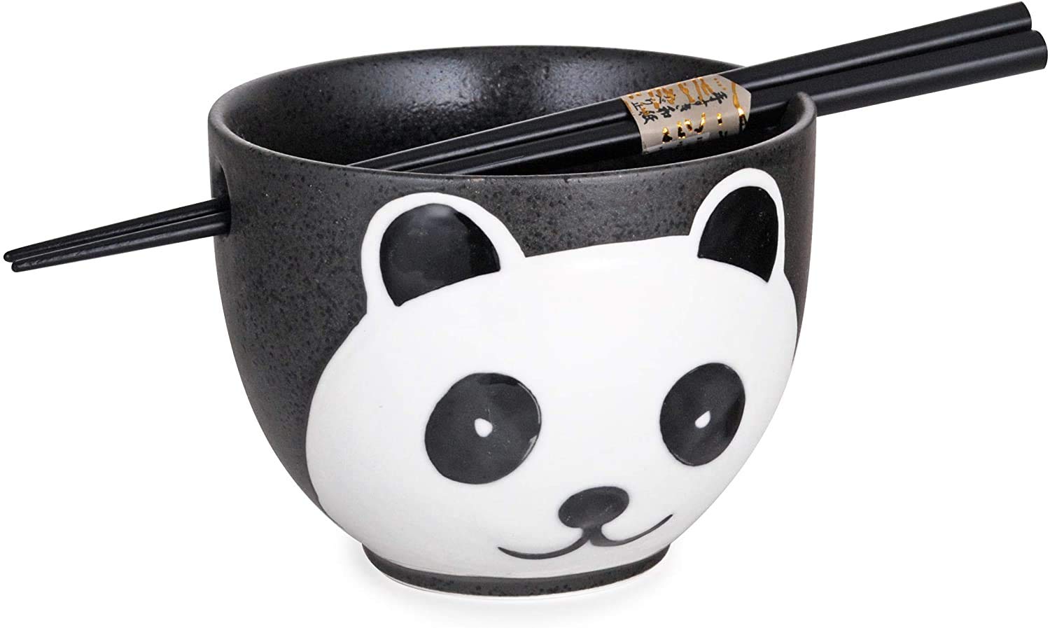 Happy Sales, Japanese Ramen Udon Noodle Soup Cereal Bowl With Chopsticks (BlackPanda)