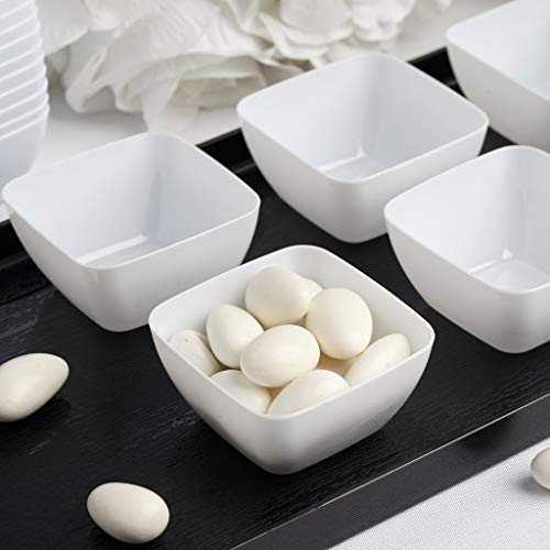 BalsaCircle 90 pcs 2 oz White Plastic Mini Bowls - Disposable Wedding Party Catering Tableware