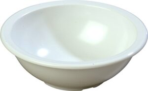 carlisle foodservice products kingline reusable plastic bowl chowder bowl, soup bowl for home and restaurant, melamine, 16 ounces, white, (pack of 48)