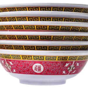 Melamine Oriental Pho Noodle Soup Bowl, 52 Ounce, Longevity Design, Set of 6