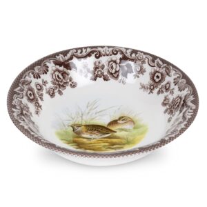 spode woodland ascot cereal bowl, birds, 8” | perfect for oatmeal, salads, and desserts | made in england from fine earthenware | microwave and dishwasher safe (quail)