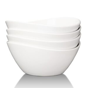 glowsol 42 oz soup bowls set of 4, white ceramic bowls for soup salad fruits pasta popcorn, porcelain cereal bowls salad bowl microwave, dishwasher and oven safe